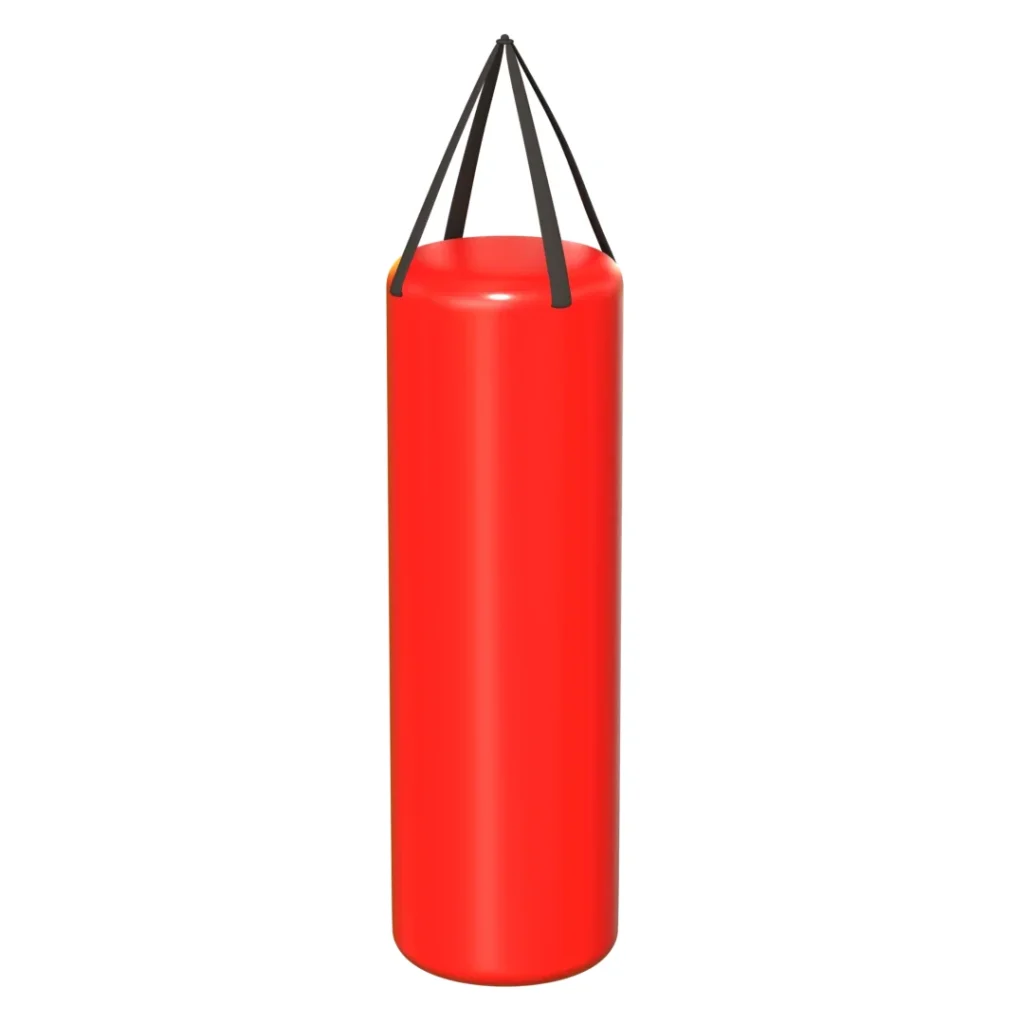 Saco de boxeo para diversión y ejercicio físico en parque infantil color rojo.